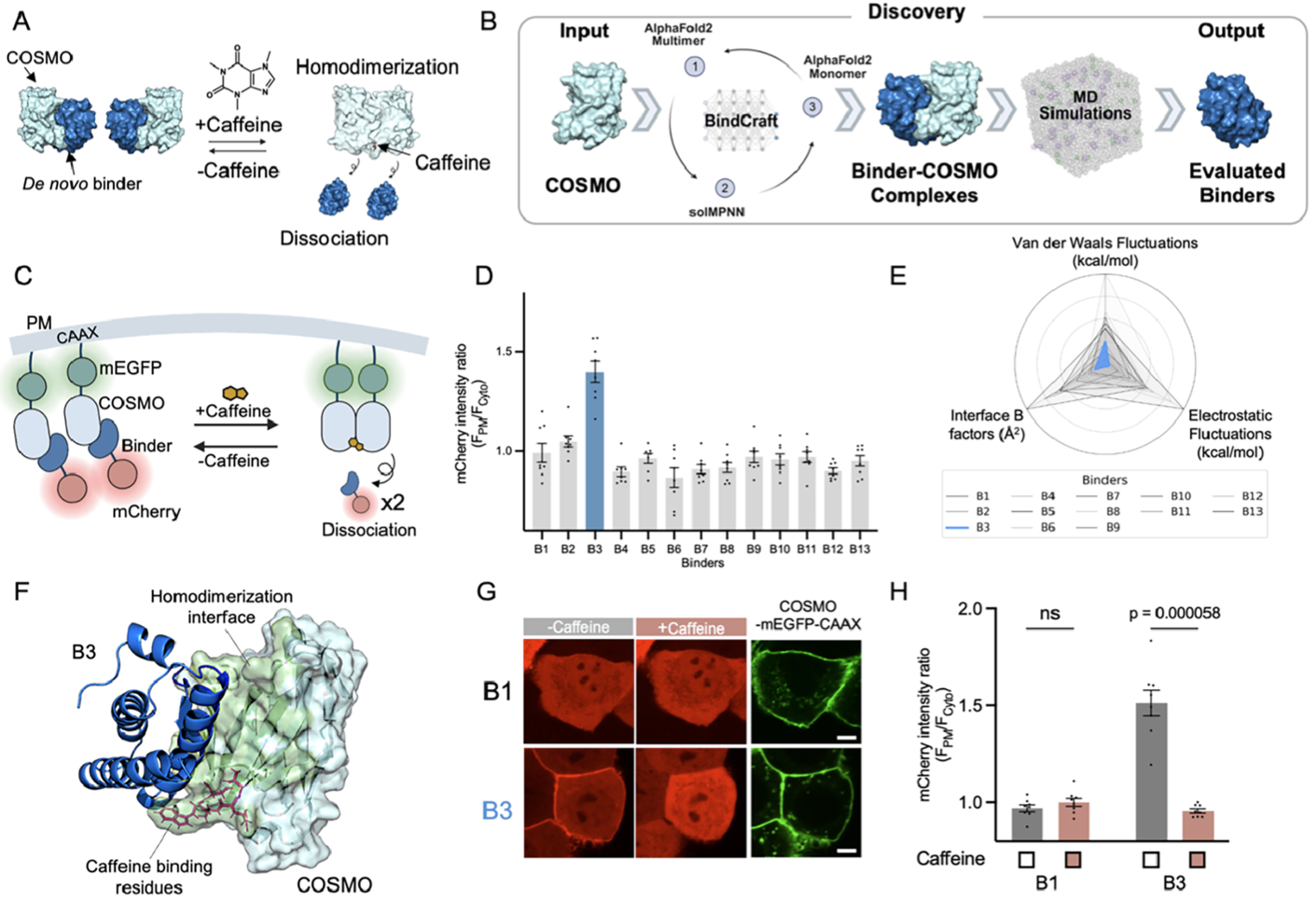 AI-Guided De Novo Design of a Caffeine-Induced Protein Dissociation System